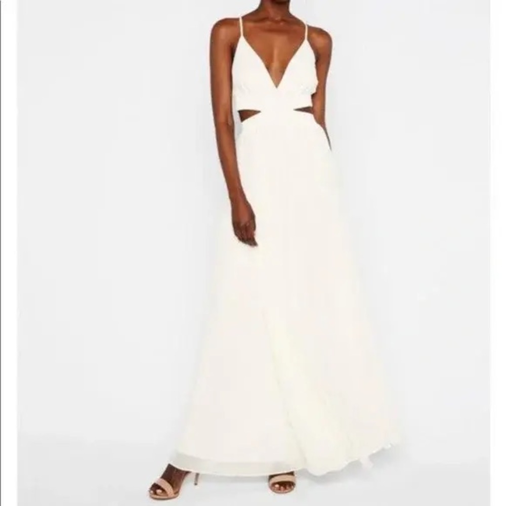 Express white chiffon cut out maxi dress